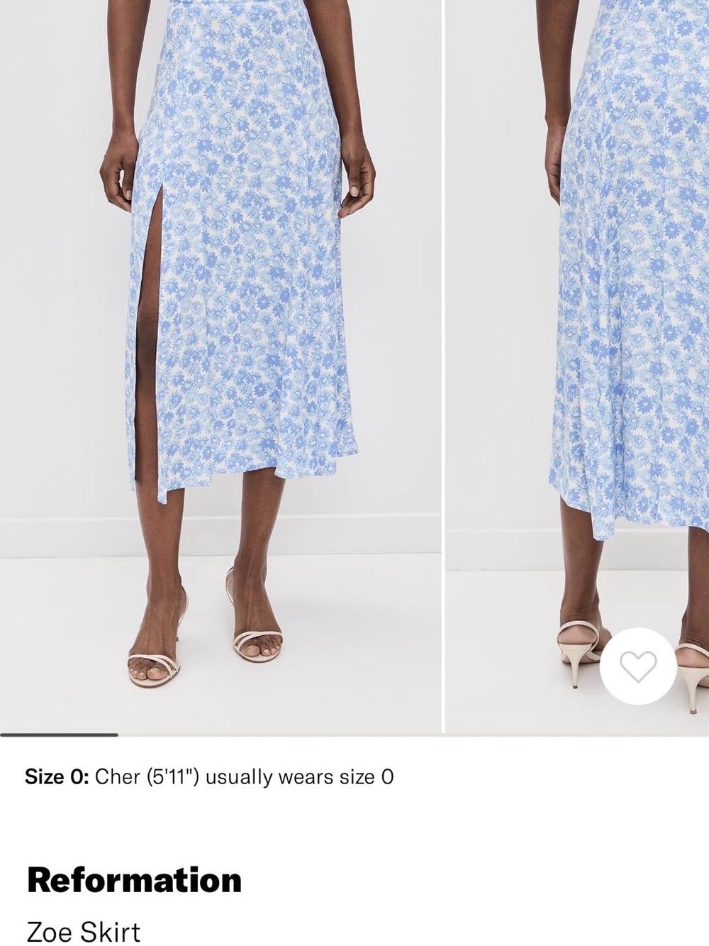Reformation Light Blue Floral Midi Skirt with Side Slit in blue Daisy 0